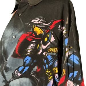 Vintage Billion Bay Men's XL Anime Button Down Shirt 100% Polyester